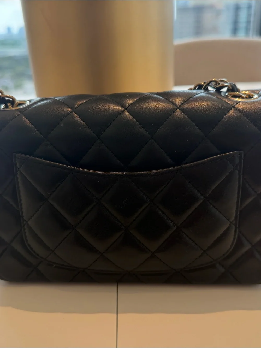CHANEL gold lambskin chain